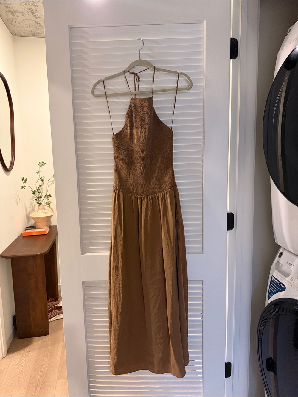 Zara brown midi dress halter w/ pockets